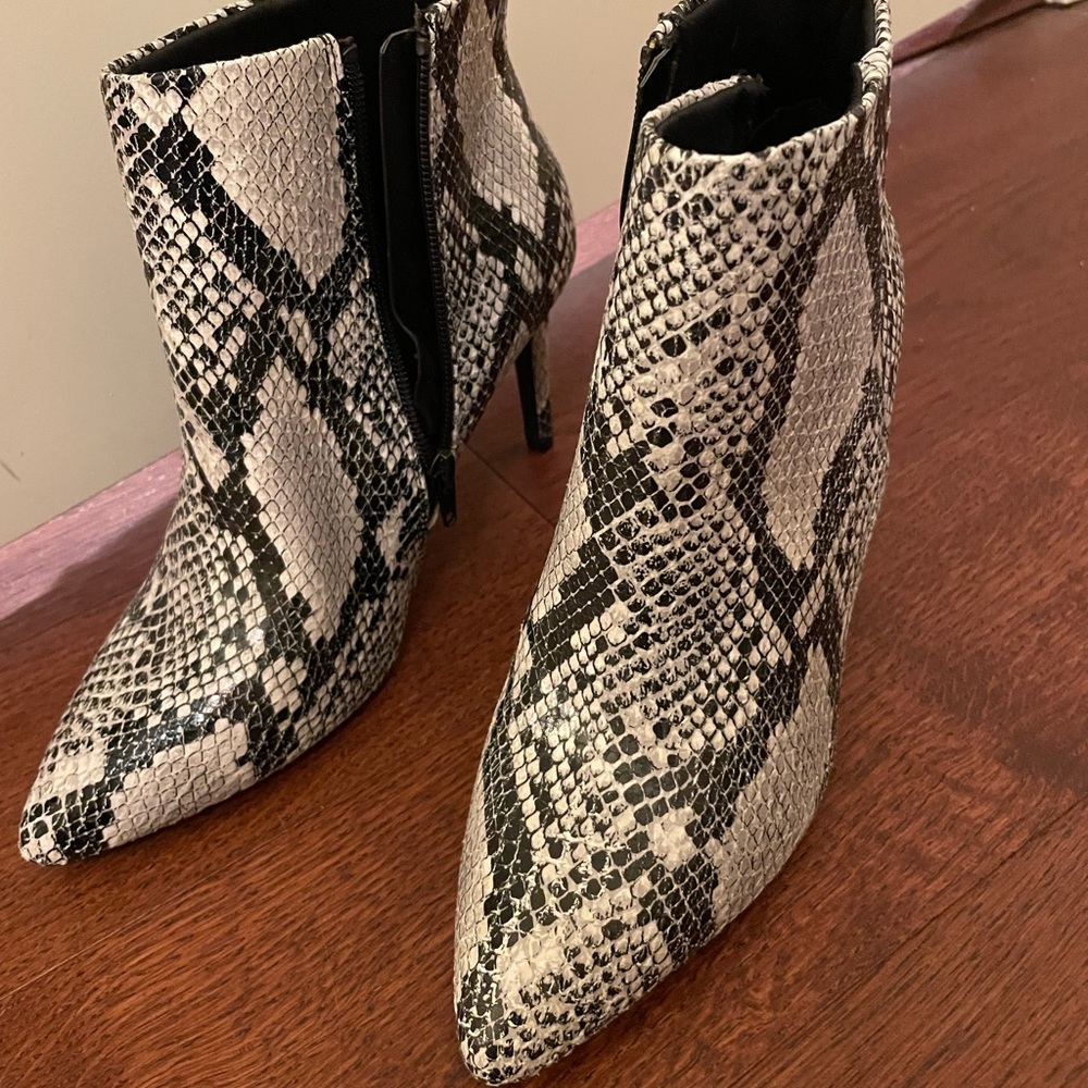 Ankle Faux Snakeskin Booties